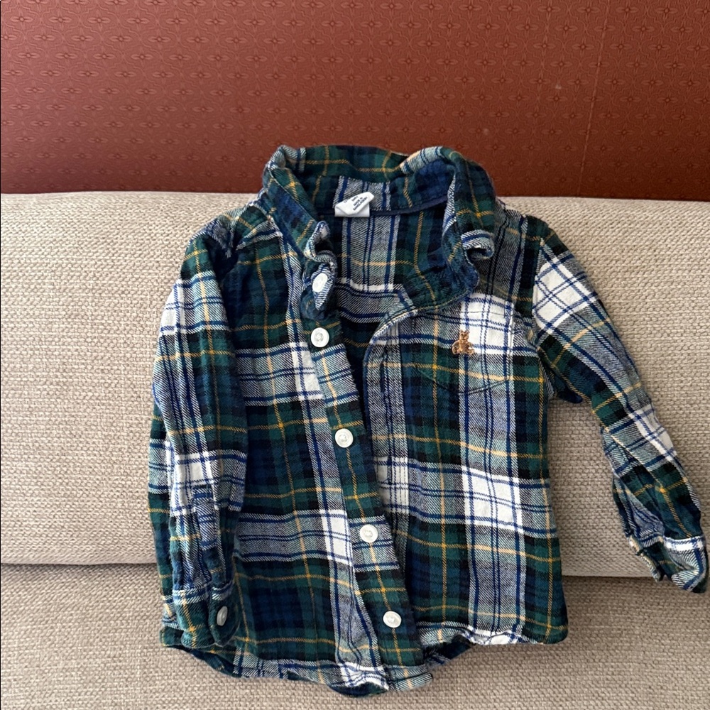 GAP Kids Plaid Shirt - Green, Blue, and White